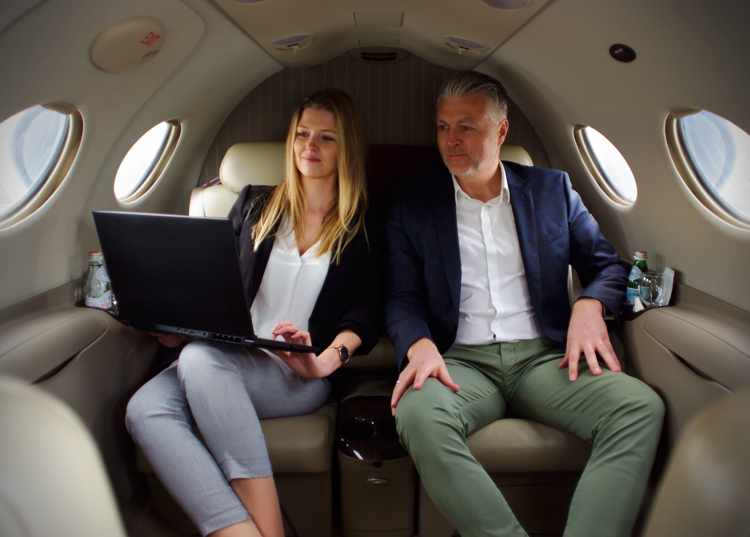 Cabin of a Cessna Citation Mustang, four club seats